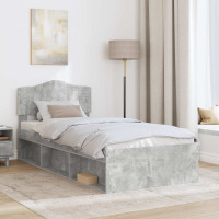 Produktbild för Sängram med huvudgavel Betonggrå 75 x 190 cm Massiv furu