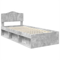 Produktbild för Sängram med huvudgavel Betonggrå 75 x 190 cm Massiv furu