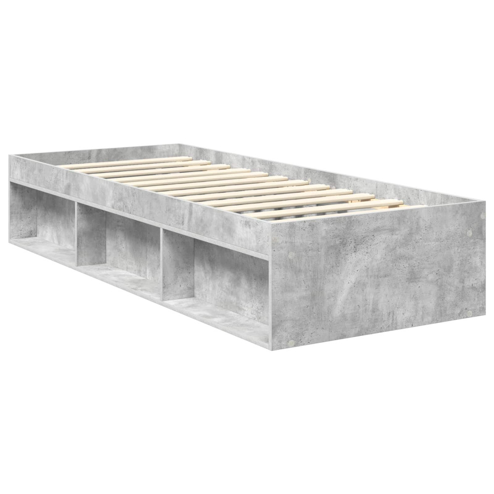 Produktbild för Sängram med huvudgavel Betonggrå 75 x 190 cm Massiv furu