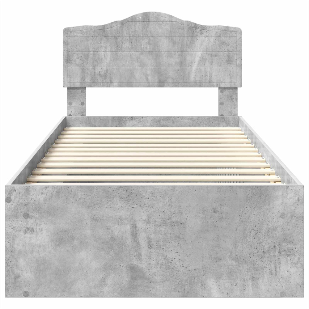 Produktbild för Sängram med huvudgavel Betonggrå 75 x 190 cm Massiv furu
