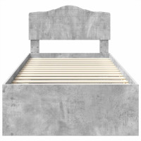 Produktbild för Sängram med huvudgavel Betonggrå 75 x 190 cm Massiv furu