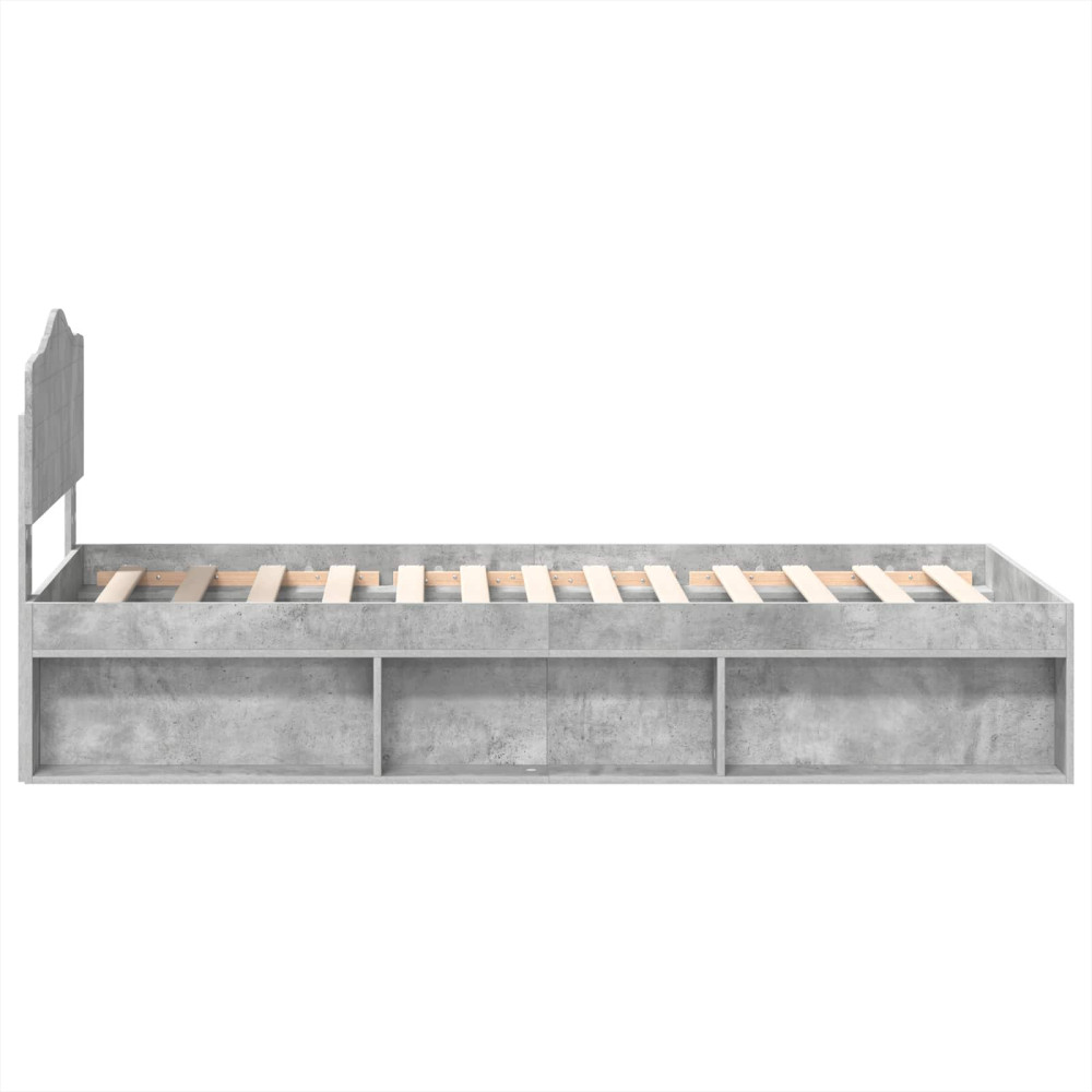 Produktbild för Sängram med huvudgavel Betonggrå 75 x 190 cm Massiv furu