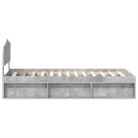 Produktbild för Sängram med huvudgavel Betonggrå 75 x 190 cm Massiv furu