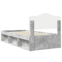 Produktbild för Sängram med huvudgavel Betonggrå 75 x 190 cm Massiv furu