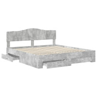 Produktbild för Sängram med huvudgavel Betonggrå 180 x 200 cm Konstruerat trä