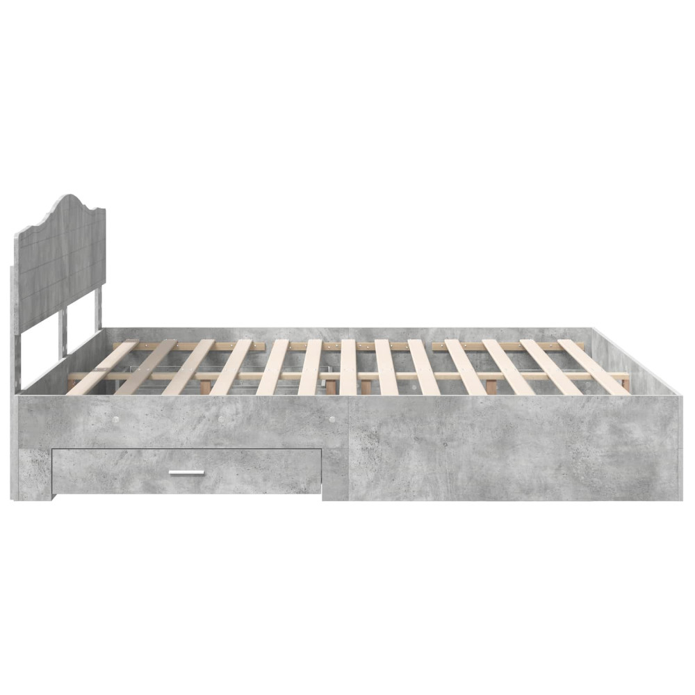 Produktbild för Sängram med huvudgavel Betonggrå 180 x 200 cm Konstruerat trä