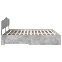 Produktbild för Sängram med huvudgavel Betonggrå 180 x 200 cm Konstruerat trä