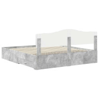 Produktbild för Sängram med huvudgavel Betonggrå 180 x 200 cm Konstruerat trä