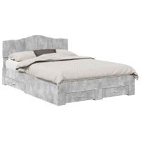 Produktbild för Sängram med huvudgavel Betonggrå 150 x 200 cm Konstruerat trä