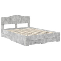 Produktbild för Sängram med huvudgavel Betonggrå 150 x 200 cm Konstruerat trä