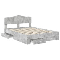 Produktbild för Sängram med huvudgavel Betonggrå 150 x 200 cm Konstruerat trä