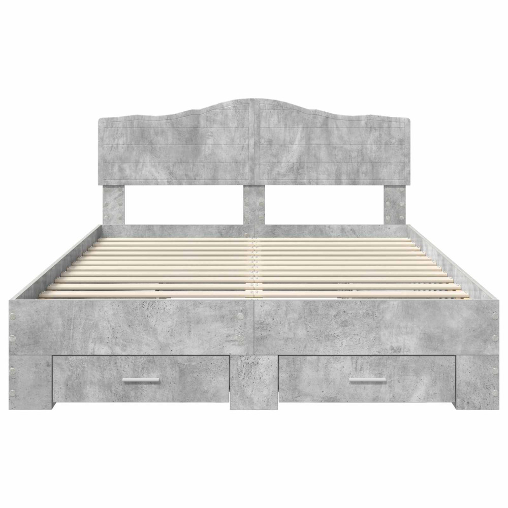 Produktbild för Sängram med huvudgavel Betonggrå 150 x 200 cm Konstruerat trä