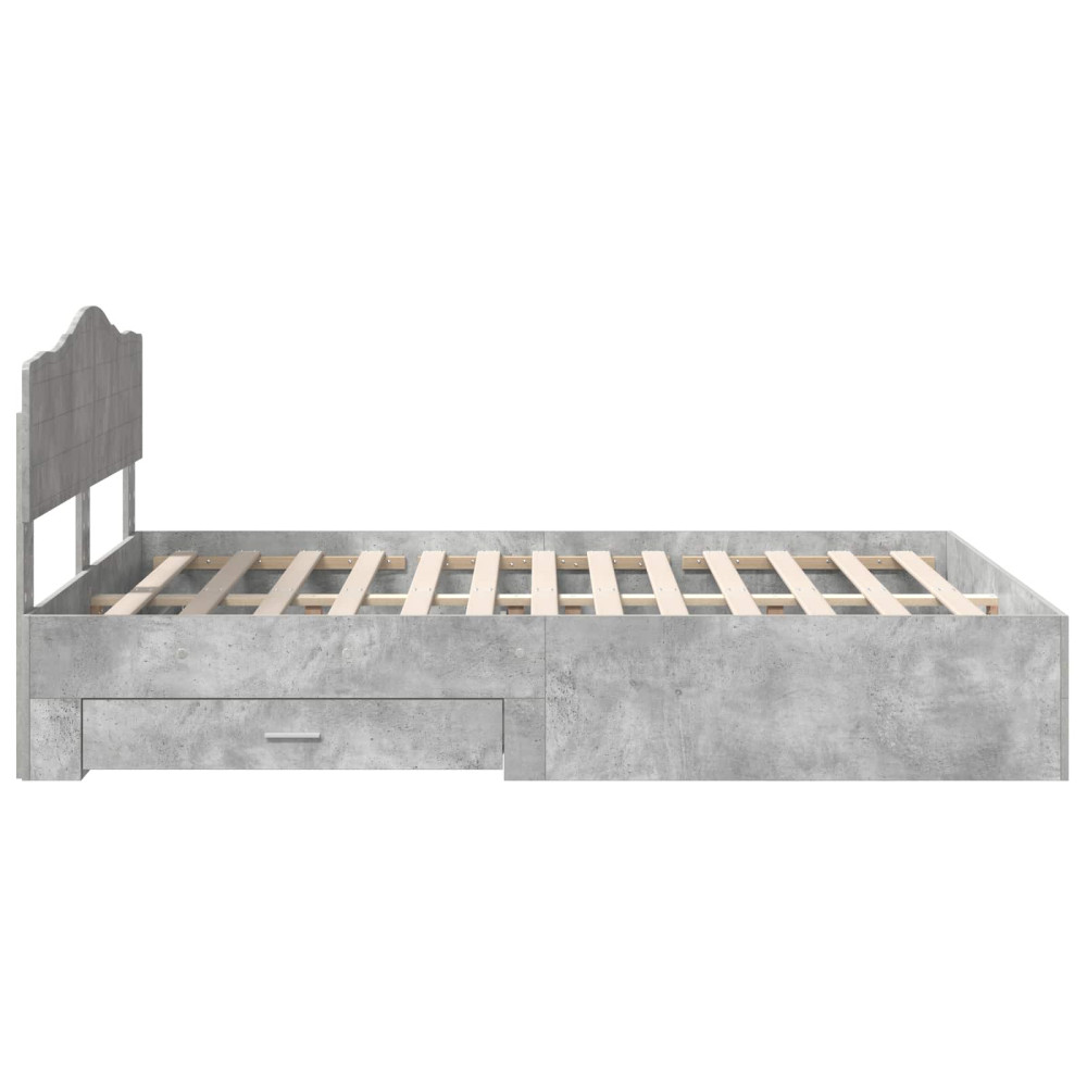 Produktbild för Sängram med huvudgavel Betonggrå 150 x 200 cm Konstruerat trä