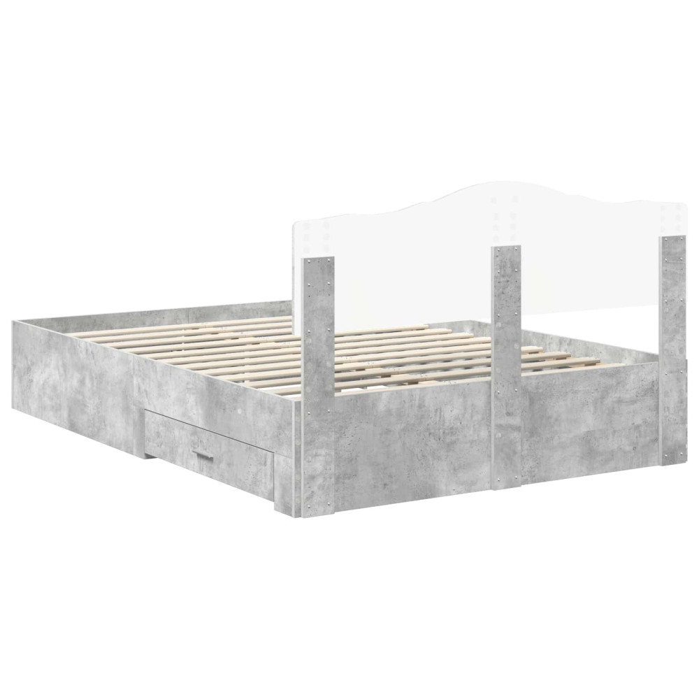 Produktbild för Sängram med huvudgavel Betonggrå 150 x 200 cm Konstruerat trä