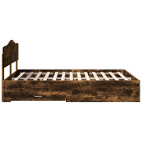 Produktbild för Sängram med låda Rökt ek 140 x 190 cm Konstruerat trä