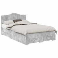 Produktbild för Sängram med huvudgavel Betonggrå 135 x 190 cm Konstruerat trä