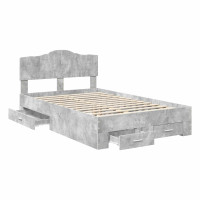 Produktbild för Sängram med huvudgavel Betonggrå 135 x 190 cm Konstruerat trä