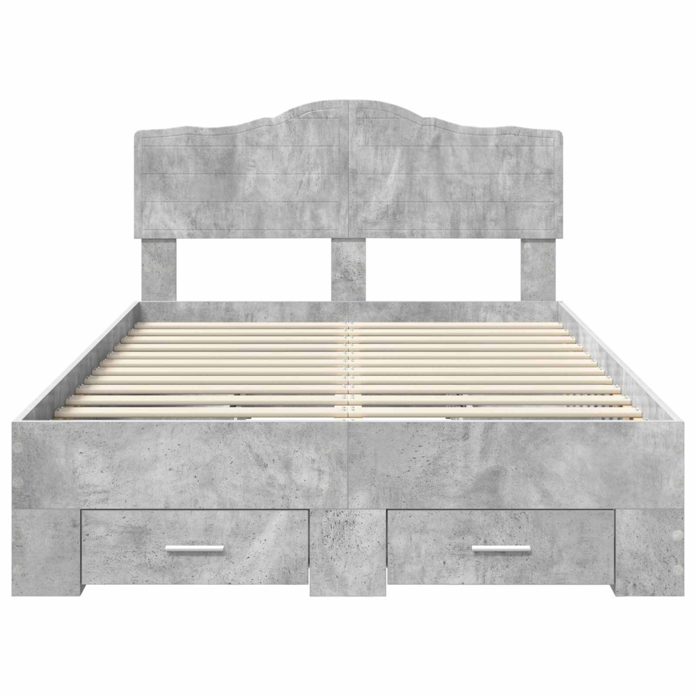 Produktbild för Sängram med huvudgavel Betonggrå 135 x 190 cm Konstruerat trä