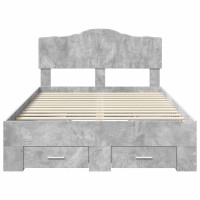 Produktbild för Sängram med huvudgavel Betonggrå 135 x 190 cm Konstruerat trä
