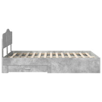 Produktbild för Sängram med huvudgavel Betonggrå 135 x 190 cm Konstruerat trä