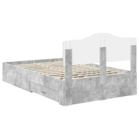 Produktbild för Sängram med huvudgavel Betonggrå 135 x 190 cm Konstruerat trä