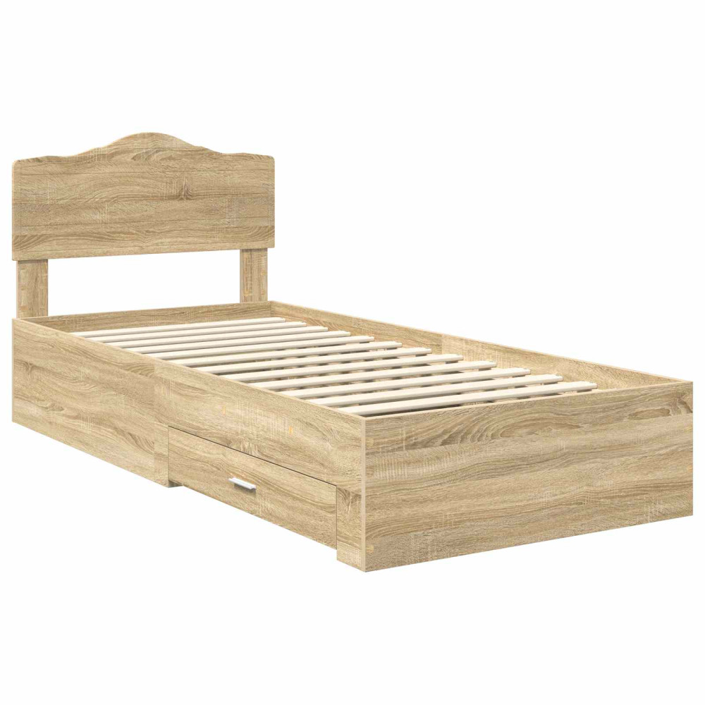 Produktbild för Sängram med huvudgavel Sonoma-ek 100 x 200 cm Konstruerat trä