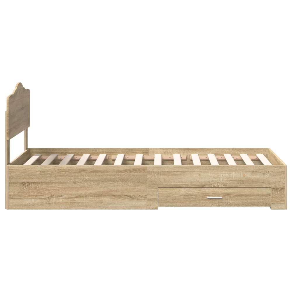 Produktbild för Sängram med huvudgavel Sonoma-ek 100 x 200 cm Konstruerat trä