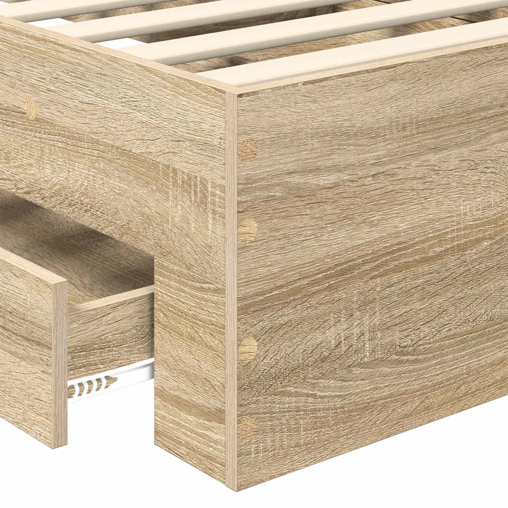 Produktbild för Sängram med huvudgavel Sonoma-ek 100 x 200 cm Konstruerat trä