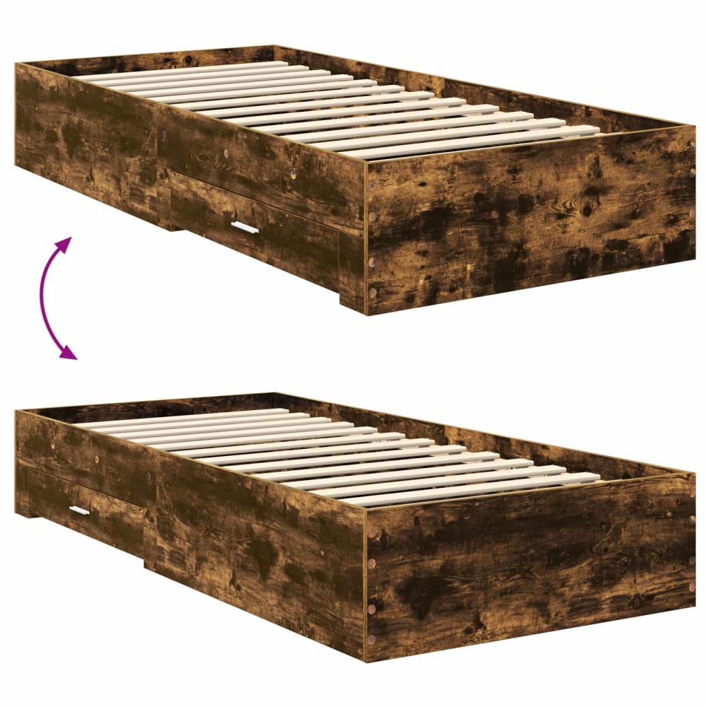 Produktbild för Sängram med huvudgavel Rökt ek 100 x 200 cm Konstruerat trä