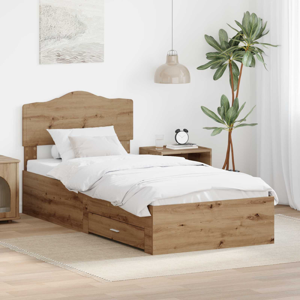 Produktbild för Sängram med låda Artisan Ek 100 x 200 cm Konstruerat trä
