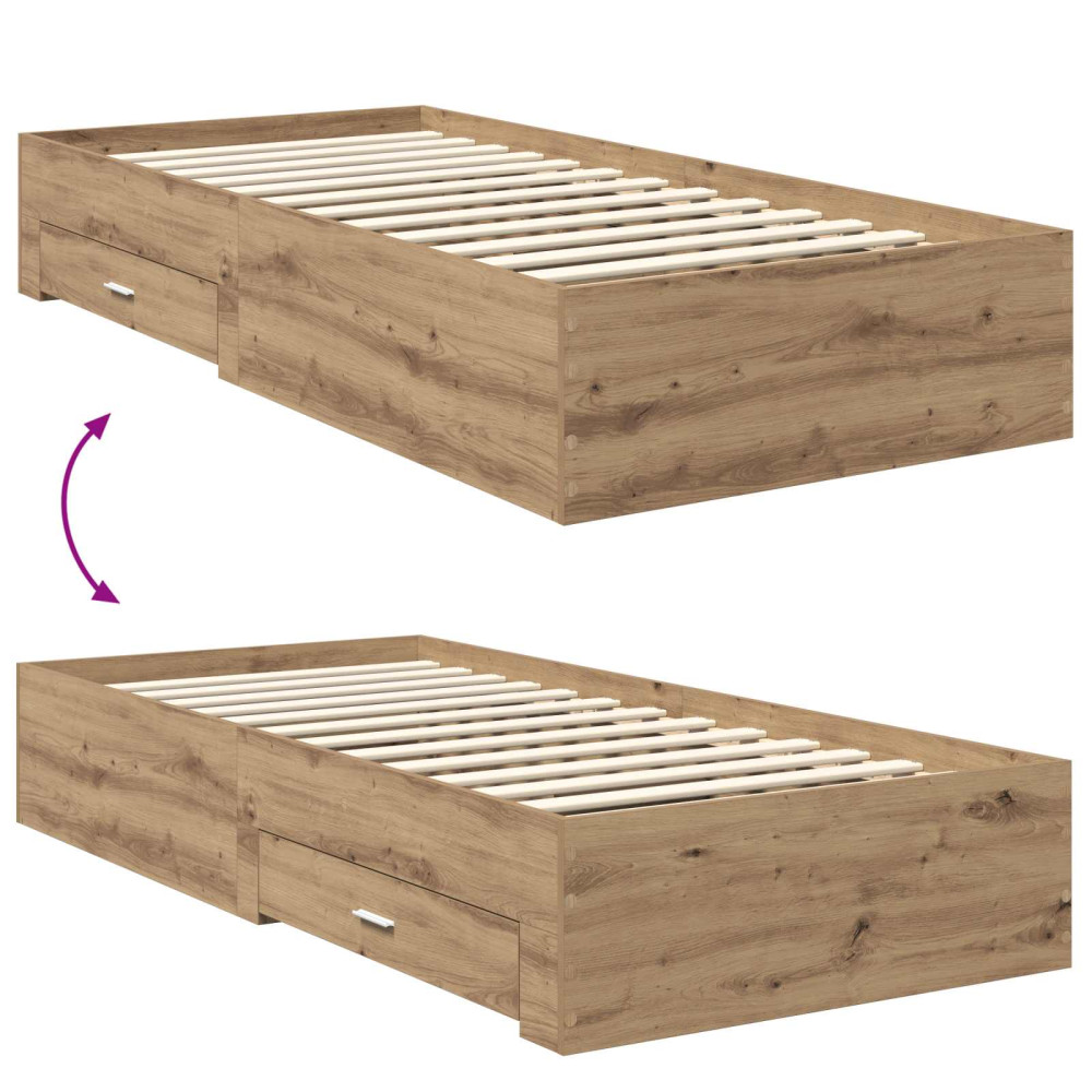 Produktbild för Sängram med låda Artisan Ek 100 x 200 cm Konstruerat trä