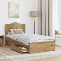 Produktbild för Sängram med låda Artisan Ek 100 x 200 cm Konstruerat trä