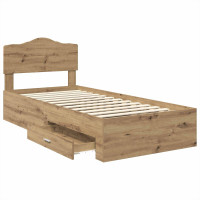 Produktbild för Sängram med låda Artisan Ek 100 x 200 cm Konstruerat trä