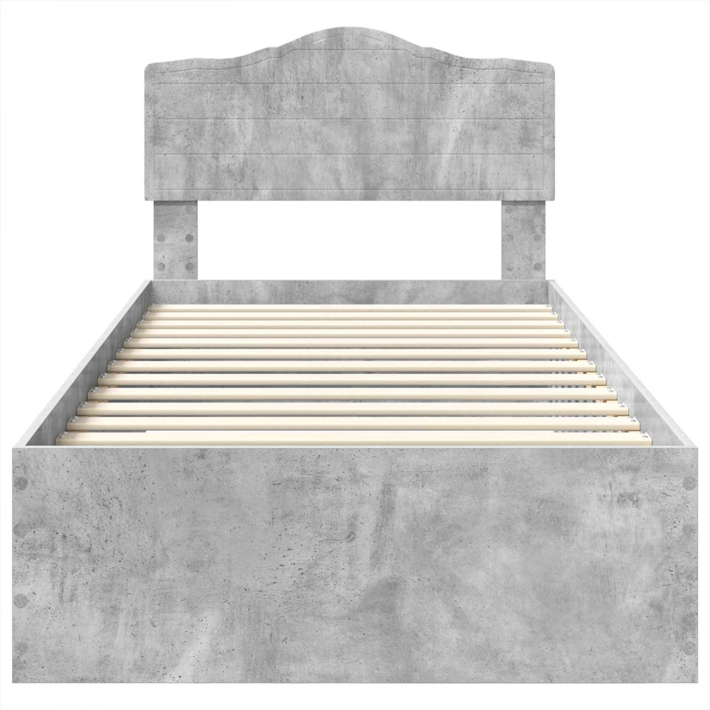 Produktbild för Sängram med huvudgavel Betonggrå 90 x 190 cm Konstruerat trä