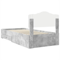 Produktbild för Sängram med huvudgavel Betonggrå 90 x 190 cm Konstruerat trä