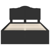 Produktbild för Sängram med huvudgavel Svart 135 x 190 cm Massiv furu