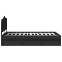 Produktbild för Sängram med huvudgavel Svart 135 x 190 cm Massiv furu