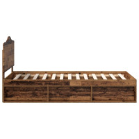 Produktbild för Sängram med huvudgavel Gammalt trä 90 x 200 cm Massiv furu