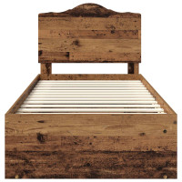 Produktbild för Sängram med huvudgavel Gammalt trä 90 x 190 cm Massiv furu