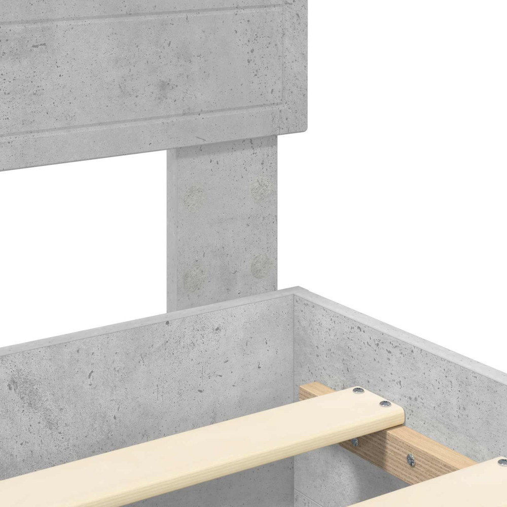 Produktbild för Sängram med huvudgavel Betonggrå 150 x 200 cm Konstruerat trä