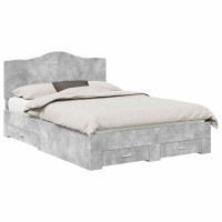 Produktbild för Sängram med huvudgavel Betonggrå 150 x 200 cm Konstruerat trä