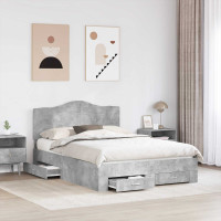 Produktbild för Sängram med huvudgavel Betonggrå 150 x 200 cm Konstruerat trä