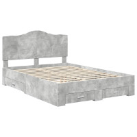 Produktbild för Sängram med huvudgavel Betonggrå 150 x 200 cm Konstruerat trä