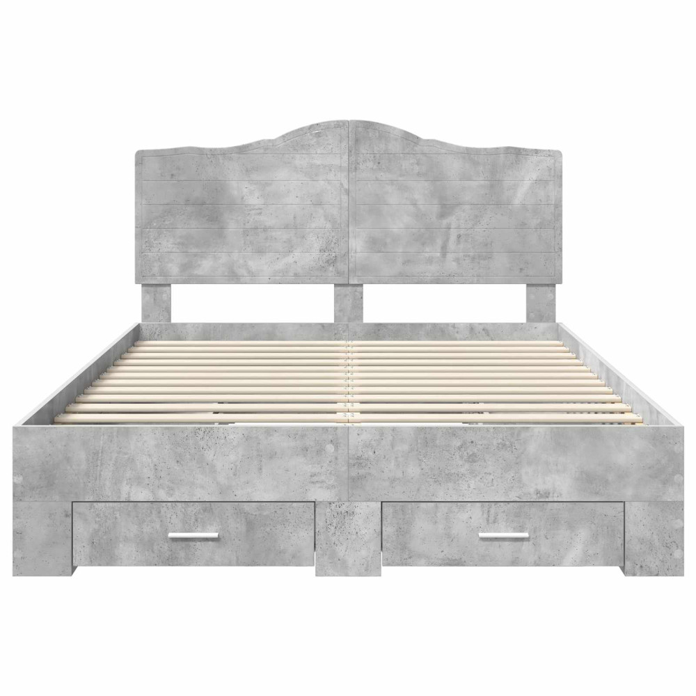 Produktbild för Sängram med huvudgavel Betonggrå 150 x 200 cm Konstruerat trä