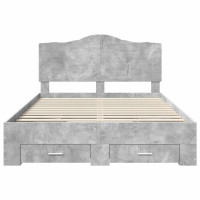 Produktbild för Sängram med huvudgavel Betonggrå 150 x 200 cm Konstruerat trä