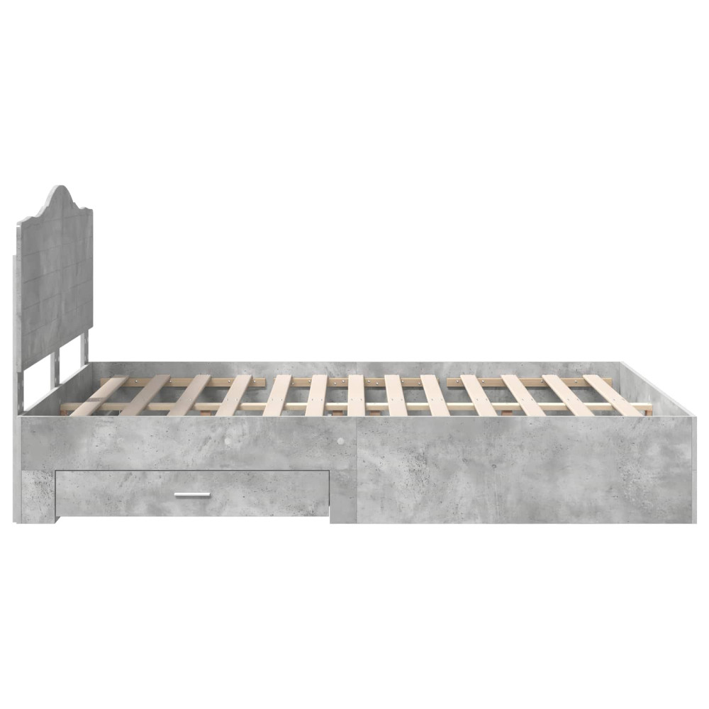 Produktbild för Sängram med huvudgavel Betonggrå 150 x 200 cm Konstruerat trä