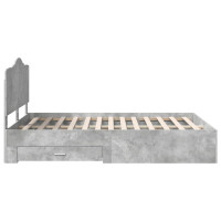 Produktbild för Sängram med huvudgavel Betonggrå 150 x 200 cm Konstruerat trä