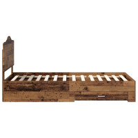 Produktbild för Sängram med huvudgavel Gammalt trä 90 x 190 cm Konstruerat trä