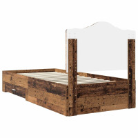 Produktbild för Sängram med huvudgavel Gammalt trä 90 x 190 cm Konstruerat trä