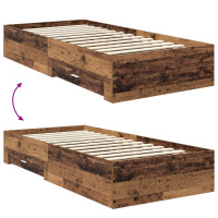 Produktbild för Sängram med huvudgavel Gammalt trä 90 x 190 cm Konstruerat trä